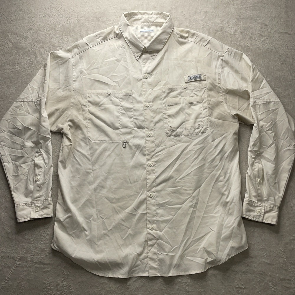 Columbia PFG Men's XL White Fishing Shirt Lot of 2 Long Sleeve Vented Outdoors - Picture 2 of 16